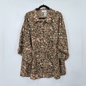 Emily Wonder Plus Size Top Foral Olive Dolman Sleve Size 2X/3X NWT  Garden
